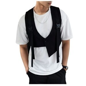 Black Vest Harness Over White T-Shirt